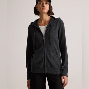 NWT Quince Mongolian Cashmere Full-Zip Hoodie, Charcoal color, Size Small